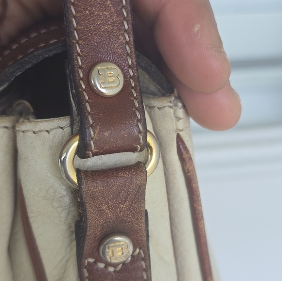 Bally Crossbody Vintage Purse  Woven Leather 3 compartments Cream & Brown - Picture 6 of 16